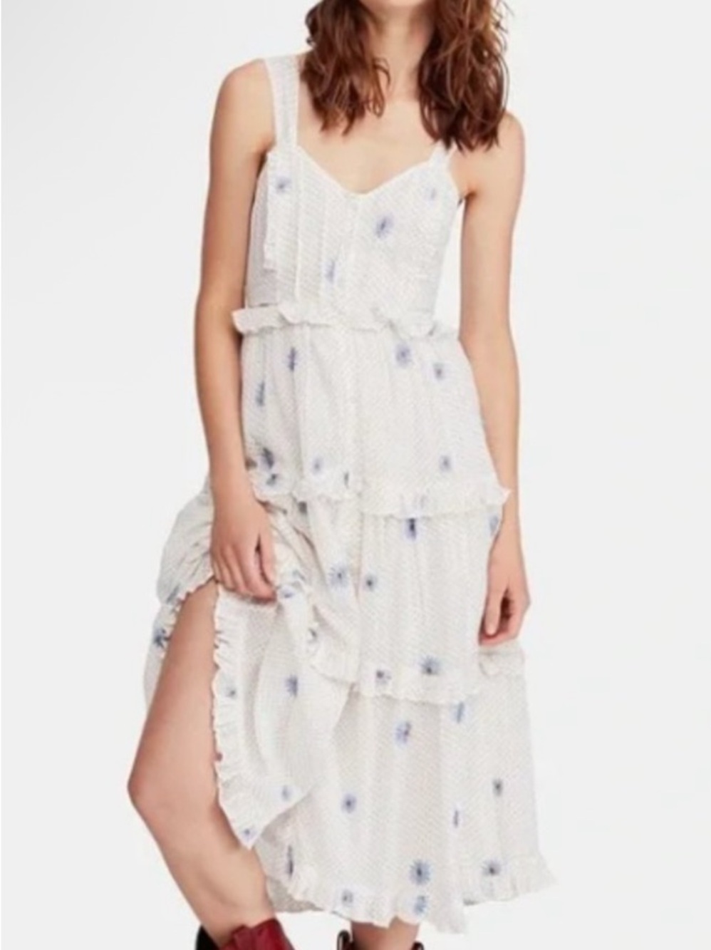 Free People “Daisy Chain”midi sundress with tiers + ruffle detail
100% cotton